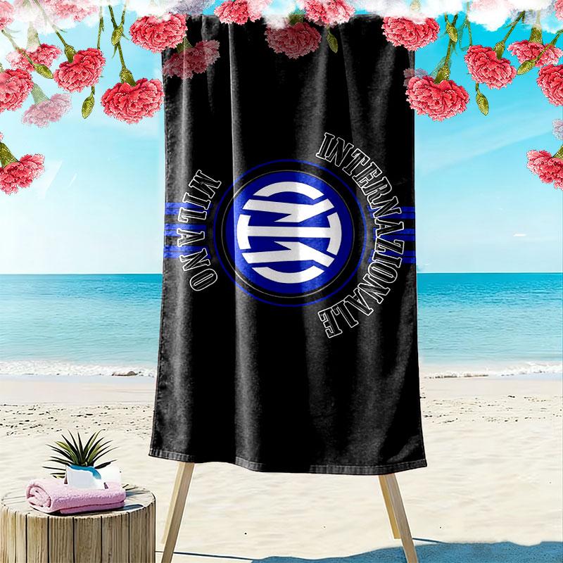 Inter Milan Print Beach Towel, Large Soft Quick Dry Towel for Beach Camping Swimming