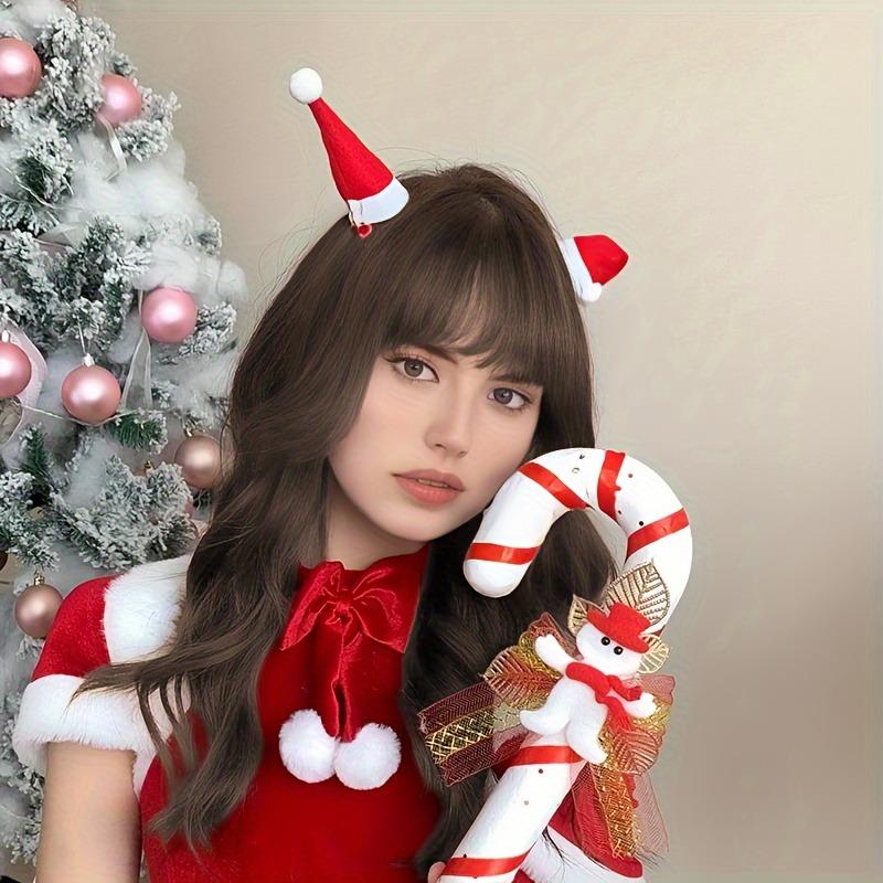 1/12pcs Childhood Fun Christmas Hat Hair Clip 3D Plush Christmas Hat Styling Clip Christmas Theme Cute Hair Accessories