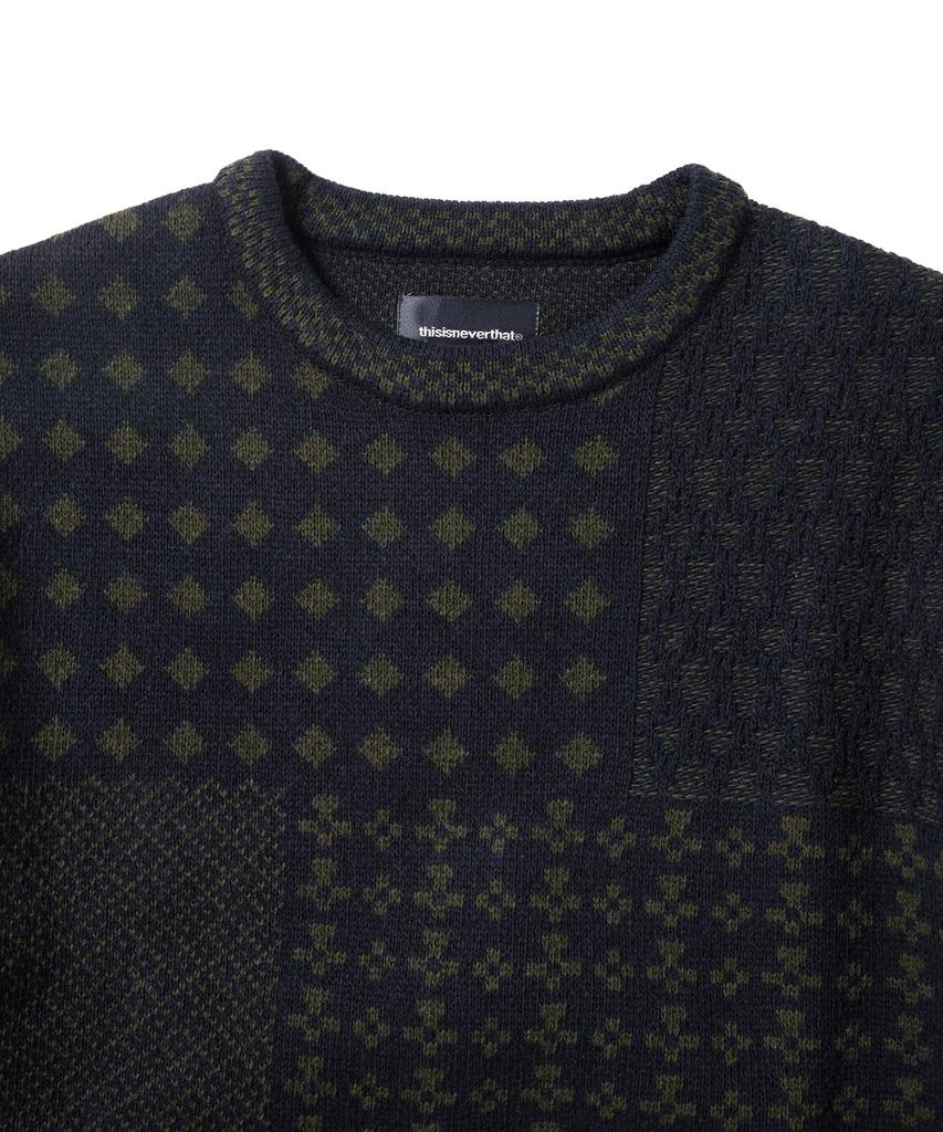 THISISNEVERTHAT Block Knit L/S Top Navy