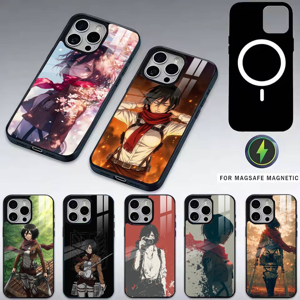 Hot Anime A-Attack On-n Titan Mikasa Phone Case For iPhone17,16,15,14,13,12,11 Plus,Pro Magnetic with Magsafe Wireless Charging
