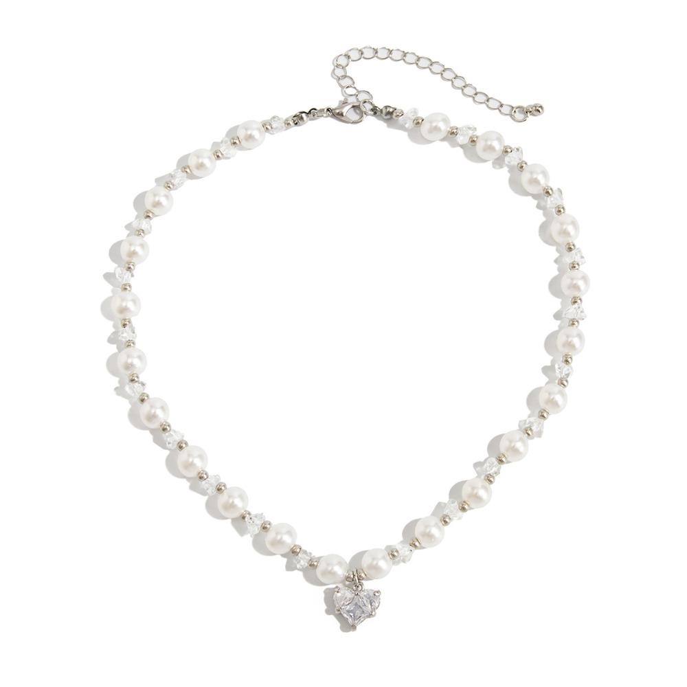 Heart-shaped Choker Necklace Irregular Crystal Necklace Vintage Chain Necklace  Jewelry Accessories