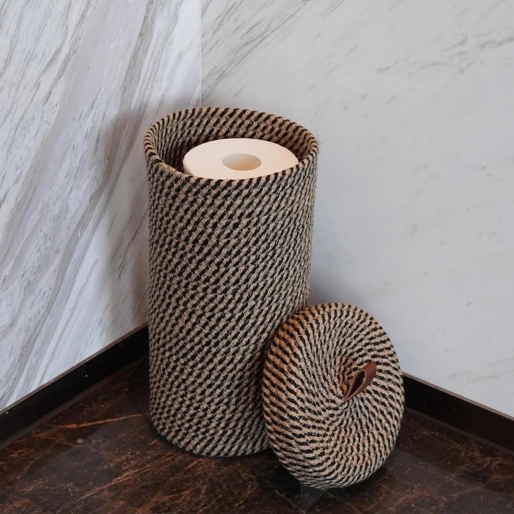 Bohemian Style Toilet Paper Rolls Storage Basket with Lid Sundries Organizer Kitchen