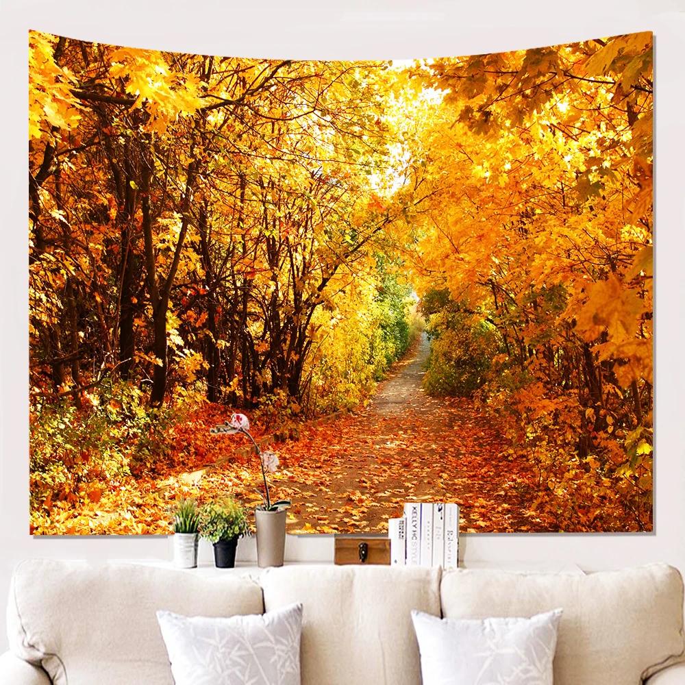 Autumn Scenery Tapestry Serene Lake Vibrant Fall Colors Perfect for Cozy Home Decor Large Wall Hanging Art