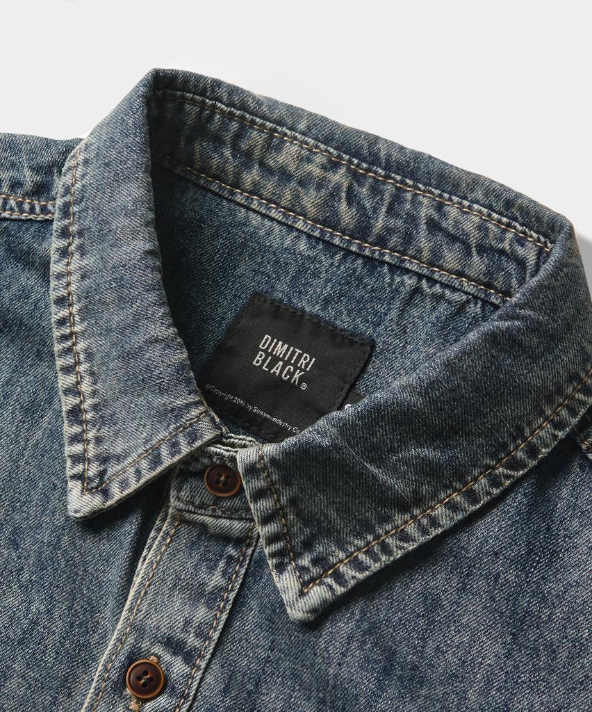 Dimiteulibeullaeg Double Knee Denim Short Sleeve Shirt_Dust Indigo
