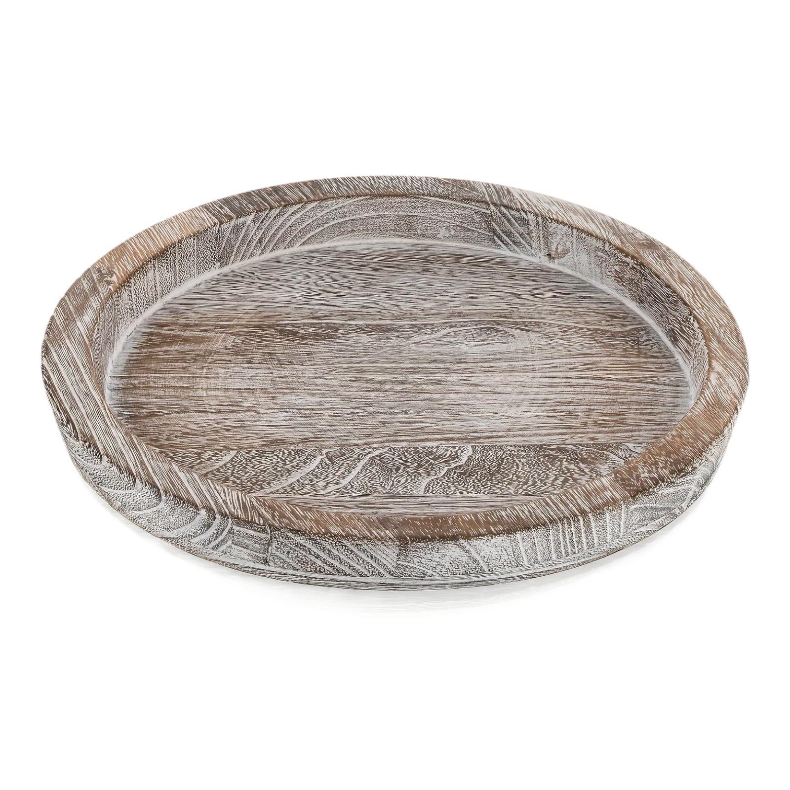 

Wood Serving Platter Home Decor 28.5cm Candle Holder Tray Round Decorative Tray for Food Fruit Candle Charcuterie Sponge