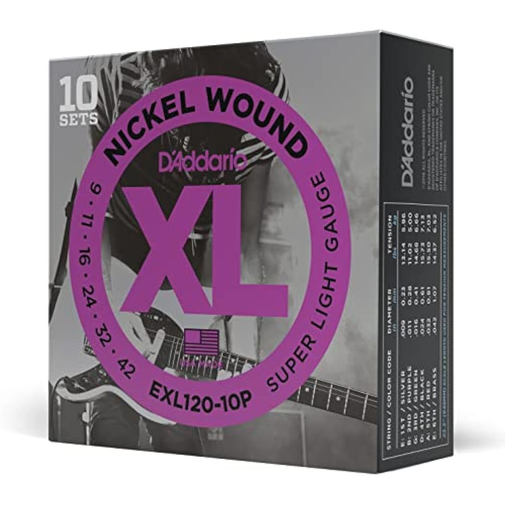 D Addario Daddario Electric Guitar Strings XL Nickel .009-.042 Super Light 10 Set Pack EXL120-10P...