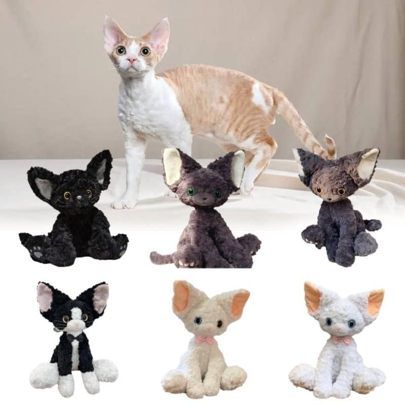 Hochwertiges deutsches Devon Rex Katze Plüschtier Superweich und knuddelig Perfektes Geschenk für jeden Anlass