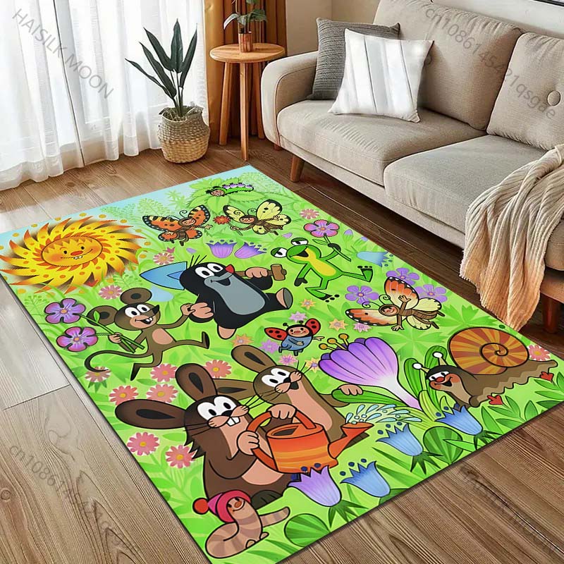 Alfombra de dibujos animados con estampado de Topito para Sala de Estar, Dormitorio, Sofá, Felpudo Decorativo, Alfombra de Área para Mesa de Sofá, Alfombrilla Antideslizante para el Suelo para Regalos