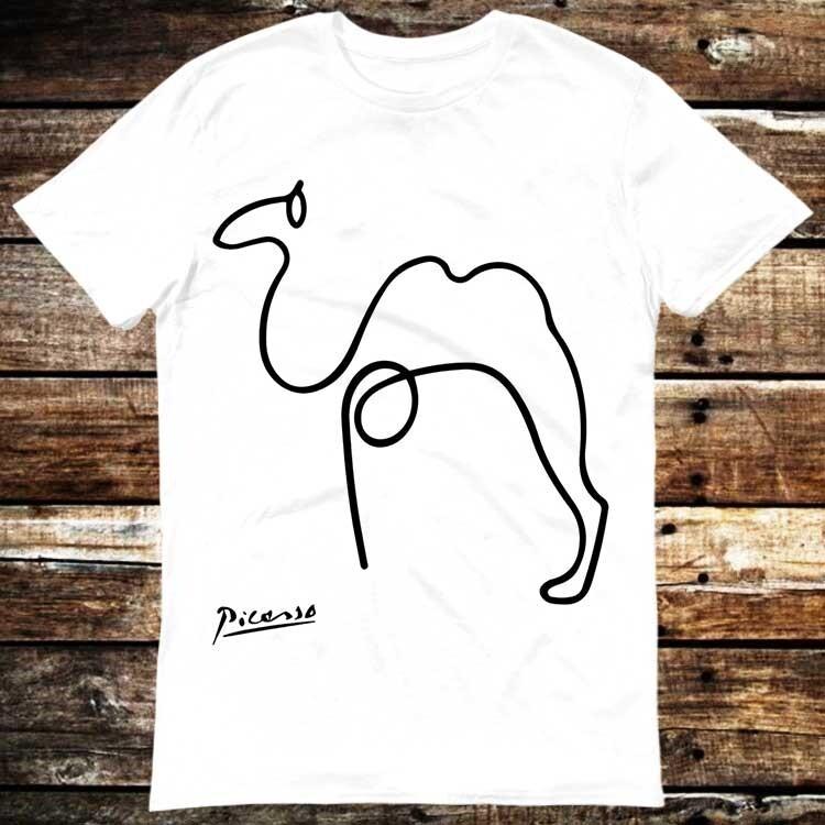 Picasso Dali Van Gogh Camel One Line Drawing Art T Shirt 6014 Unisex T-Shirt XL