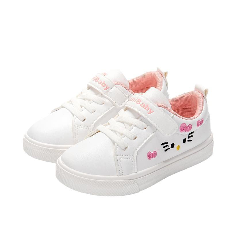 2025 Children's Little White Shoes Girls' Student Flat Bottom Casual Sports Shoes Low Top Spring Korean Plate Shoes