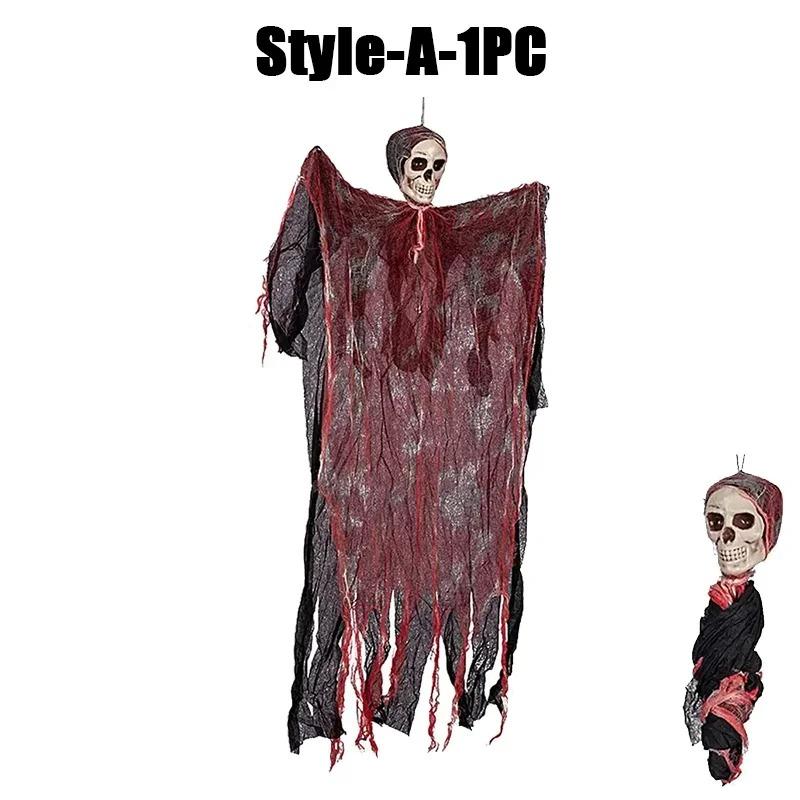 7 Styles Scary Halloween Decor Hanging Female Ghost Electric Voice Activated Pendant Horror Props for Haunted House Party