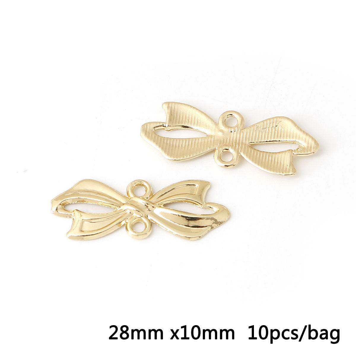 

10шт металлический бант подвеска DIY ювелирные аксессуары фурнитура поставки для изготовления ювелирных изделий 04 золотой