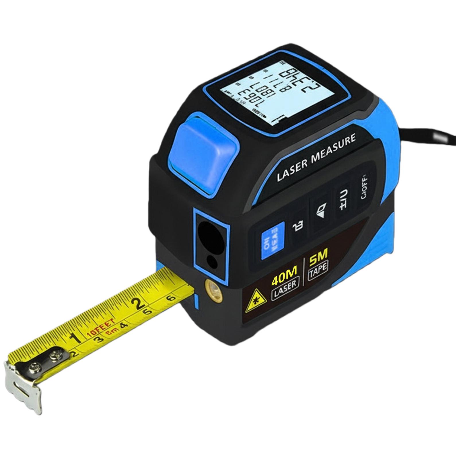 

Измерительное устройство с цифровым дисплеем 4 в 1, перезаряжаемая высокоточная измерительная лента, инфракрасный дальномер для дома, гаража 40M синий