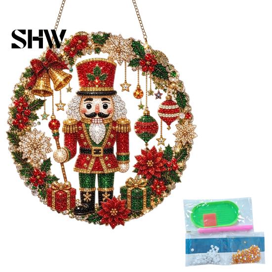 Art And Craft Supplies for Kids Christmas Faux Diamond Ornament, DIY Santa Claus Sun Catcher Kit, Rhinestone Parent Child Interactive Crafts