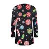 Women's Fashion Casual Christmas Print Medium Length Cardigan Jacket Coat