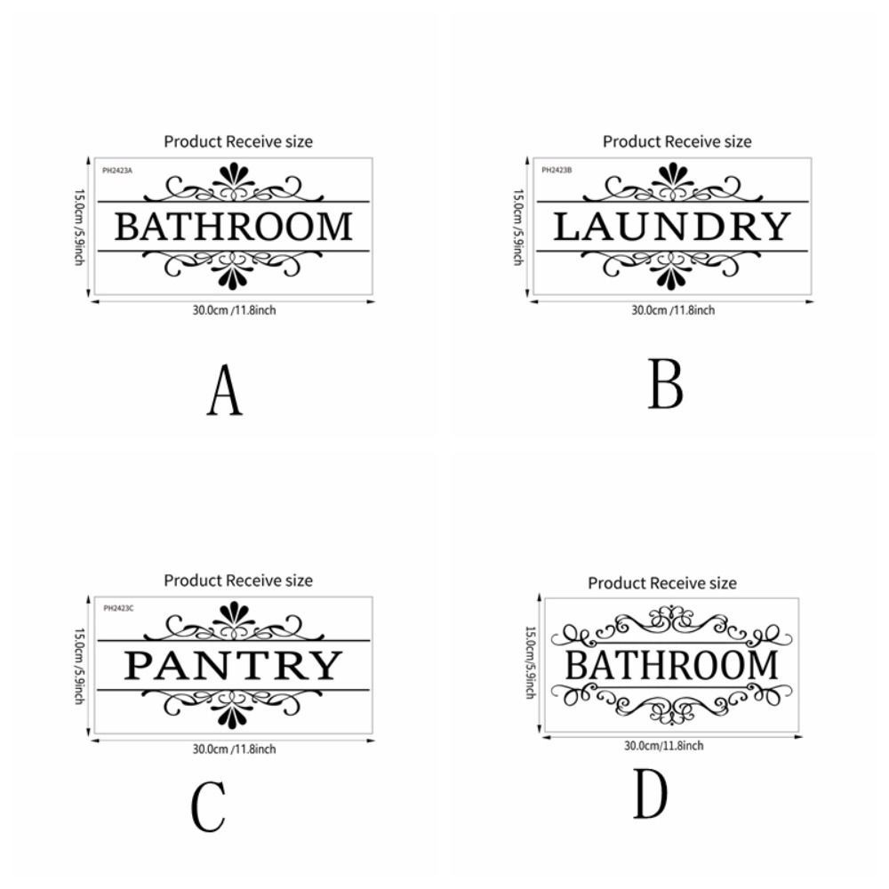 Art Wall Sticker Self-Adhesive Toilet Door Stickers Removable PVC WC Doorway Sign Funny Black Bathroom Wall Sticker Bathroom