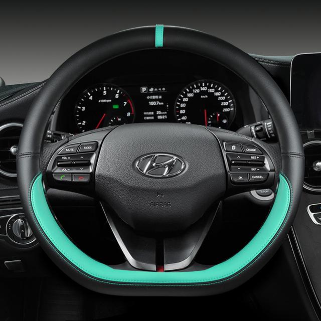 Funda para volante de coche Ioniq 5 2016 2017 2018, forma de D, de cuero sintético PU, accesorios para el interior del automóvil.