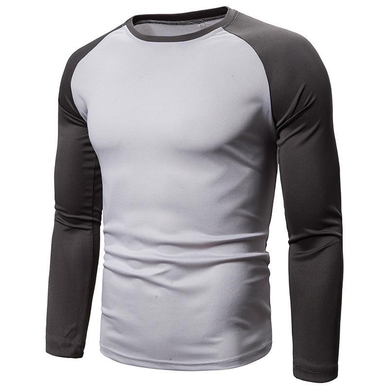 2026 Men's Color Block Long-Sleeve Round Neck T-Shirts