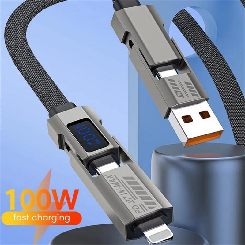 4 In 1 Usb C 100W Pd Type C To Usb C Fast Charging Cable Usb A To Micro Usb For Xiaomi Samsung Mobile Phone Charger Cable