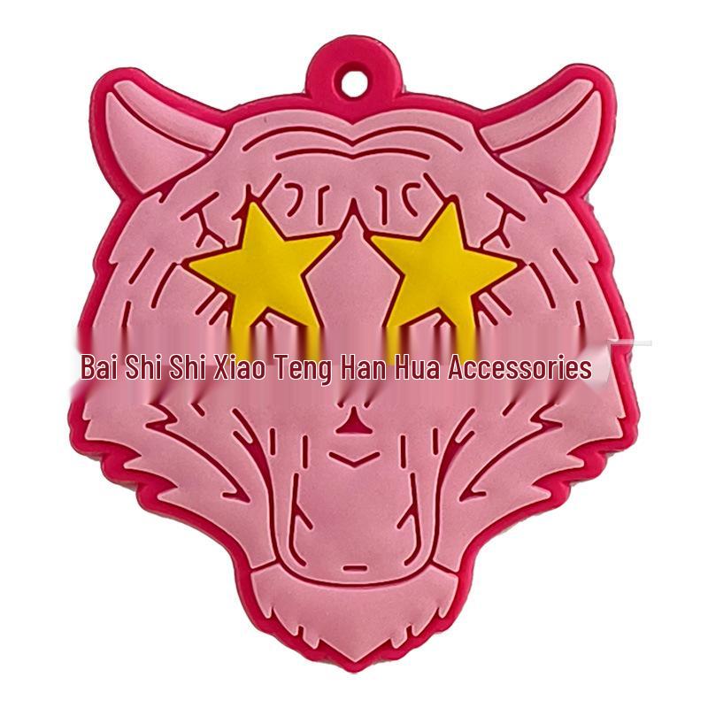 Pink Heart Keychain: Girly Art Gift Pendant in PVC