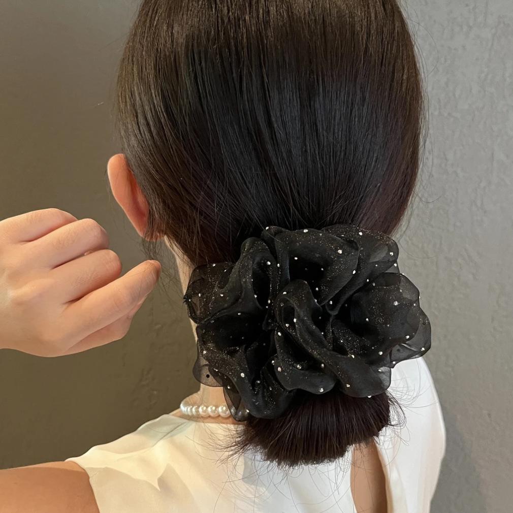 Bandeau Rétro Coréen en Maille Noire: Élégant, Simple, Couleur Pure, Accessoire Français d'Inspiration Féerique