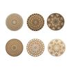 Round Faux Jute Placemats, Woven Table Mats with Nordic Pattern, Heat Resistant Pad for Dining Table, Restaurant Hotel Kitchen Decor
