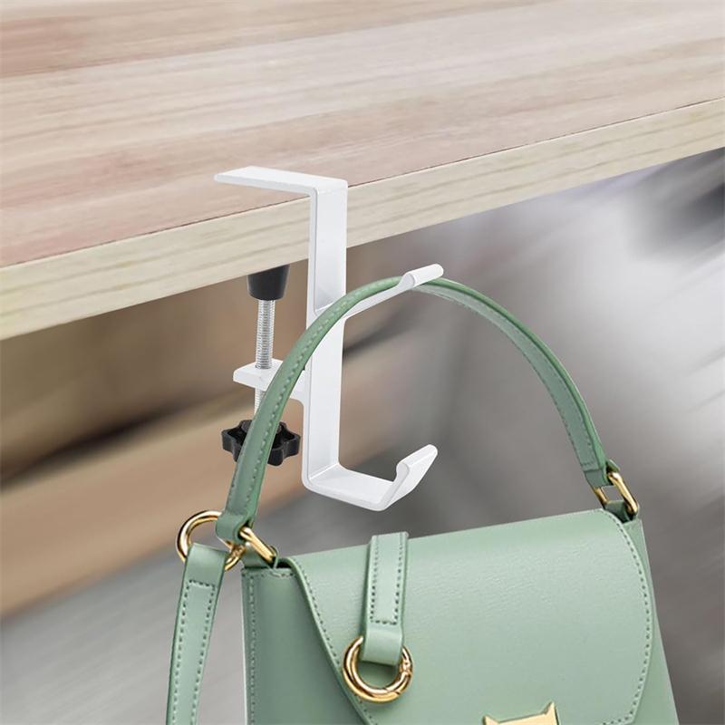 Aluminium Alloy Clamp-On Desk Mount Bag Holder Hook Headphone Hanger Rack for Table Desk Under Counter