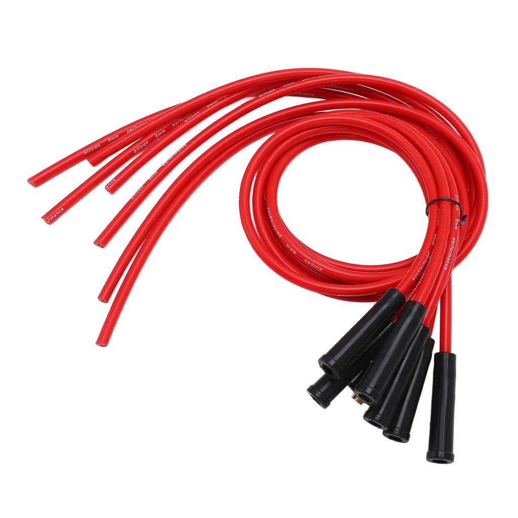 Sparking Plug Ignition Wire Set Red 8mm Diameter 1m Length Ignition Wire Replacement for 6 Cylinder Classic Cars