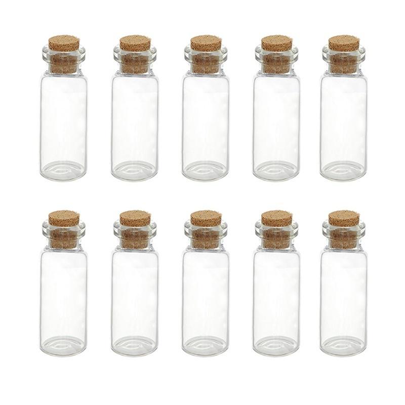 10pcs 1mL Mini Small Tiny Clear Cork Stopper Glass Bottles