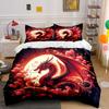 Fiery Dragon Amidst Blooms Bedding Sets Duvet Covers Pillowcases(1* Duvet Cover 2* Pillowcases Without Duvet Insert)