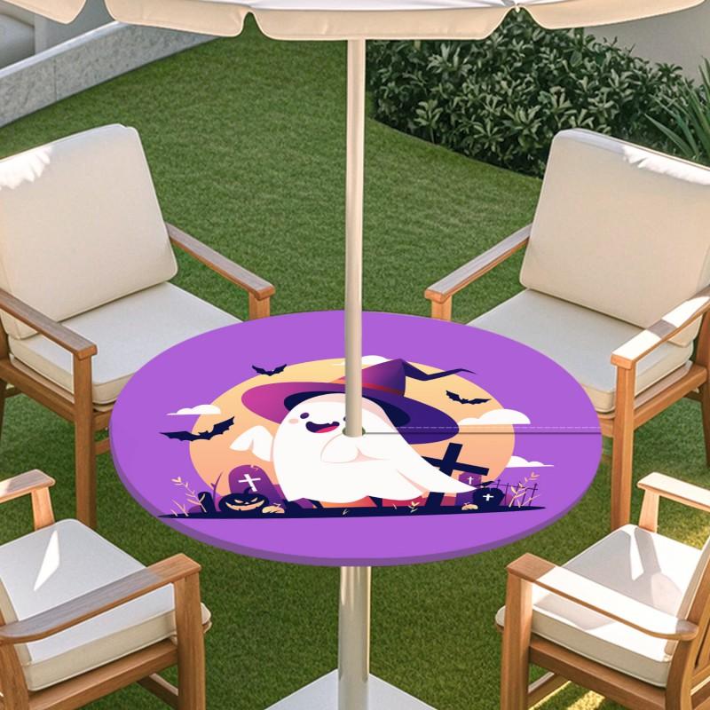 Outdoor Round Table Cover With Umbrella Hole Waterproof Elastic Edge Patio Garden Deck