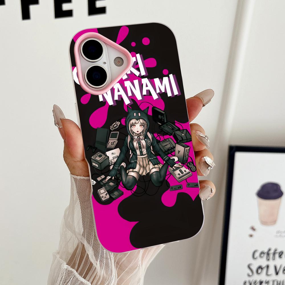 Danganronpa Chiaki Nanami Phone Case for iPhone 17 16 15 14 13 12 11 Air Pro Max Plus Jelly Double layer Pink Cover