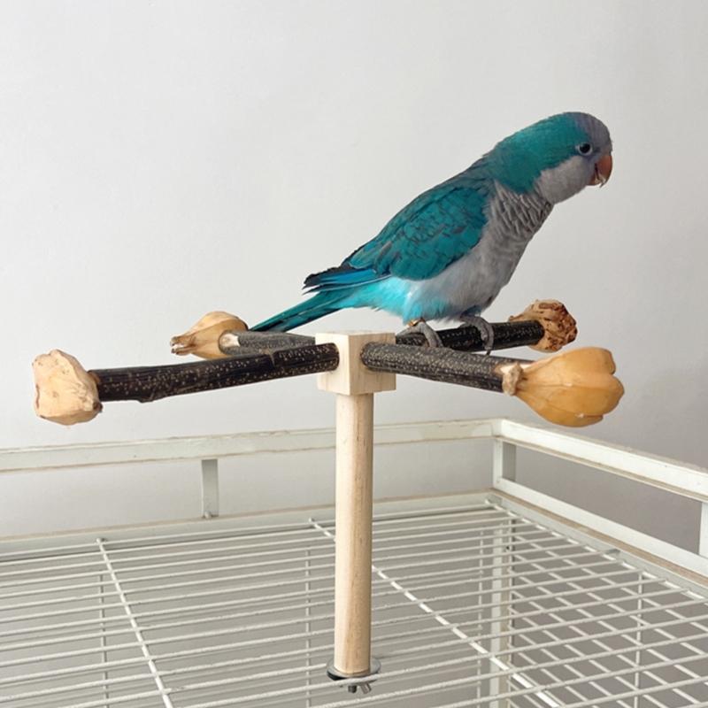 Parrots Grinding Scratchers Perch Bird Rotating Wood Stand Cage Toy Stick Rack Toy Grinding Perch Supplies