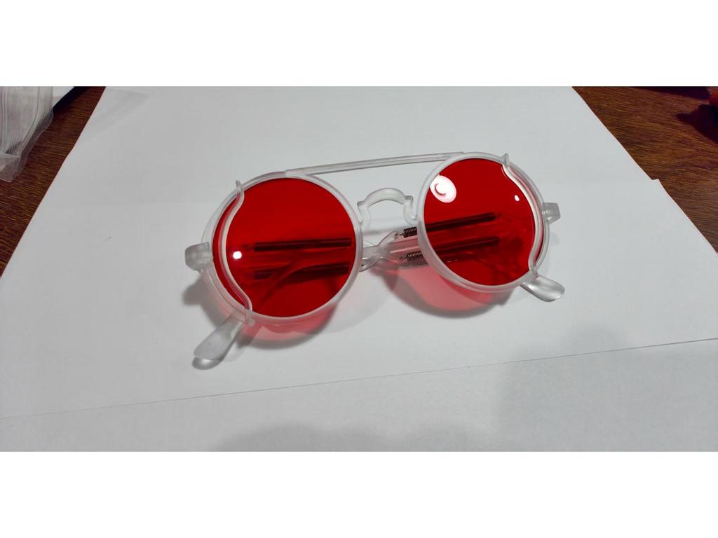 Óculos de Sol Europeus e Americanos de Armação Redonda com Hastes Coloridas de Mola