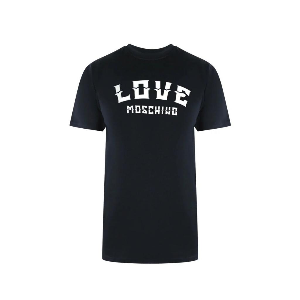 Love Moschino T-Shirt mit großem Logo, Schwarz