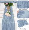 20Pcs Grey Blue Table Runner 40x275cm Gauze Table Runner for Wedding Reception Sheer Bridal Birthday Party Table Decoration