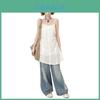 Sommer Spitzen-Häkel-Slipkleid mit abstraktem Druck für Freizeit-Damen