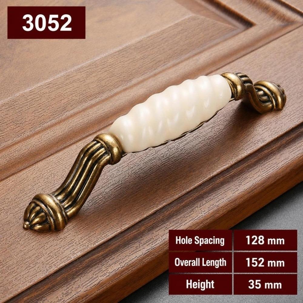 Zinc Alloy Ceramic Cabinet Pulls Antique Gold Retro Vintage Drawer Handles European Style Sturdy Antique Dresser Knobs Furniture