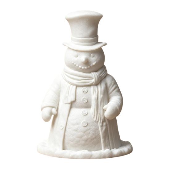 White Unpainted Craft Ornament 3D Printed Gentleman Snowman Figurine, Decorative Desktop Ornament, DIY Paintable Customizable Holiday Statue
