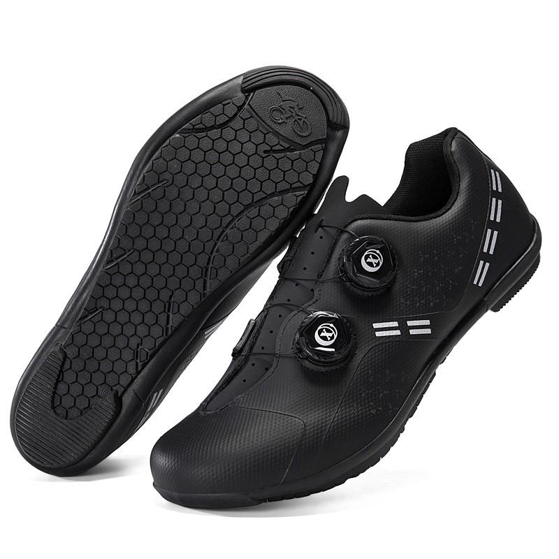 Road Cycling Shoes With Stiff Sole Breathable Unclipped Clipless Style Dual Buckle Bike Pedal Men Women