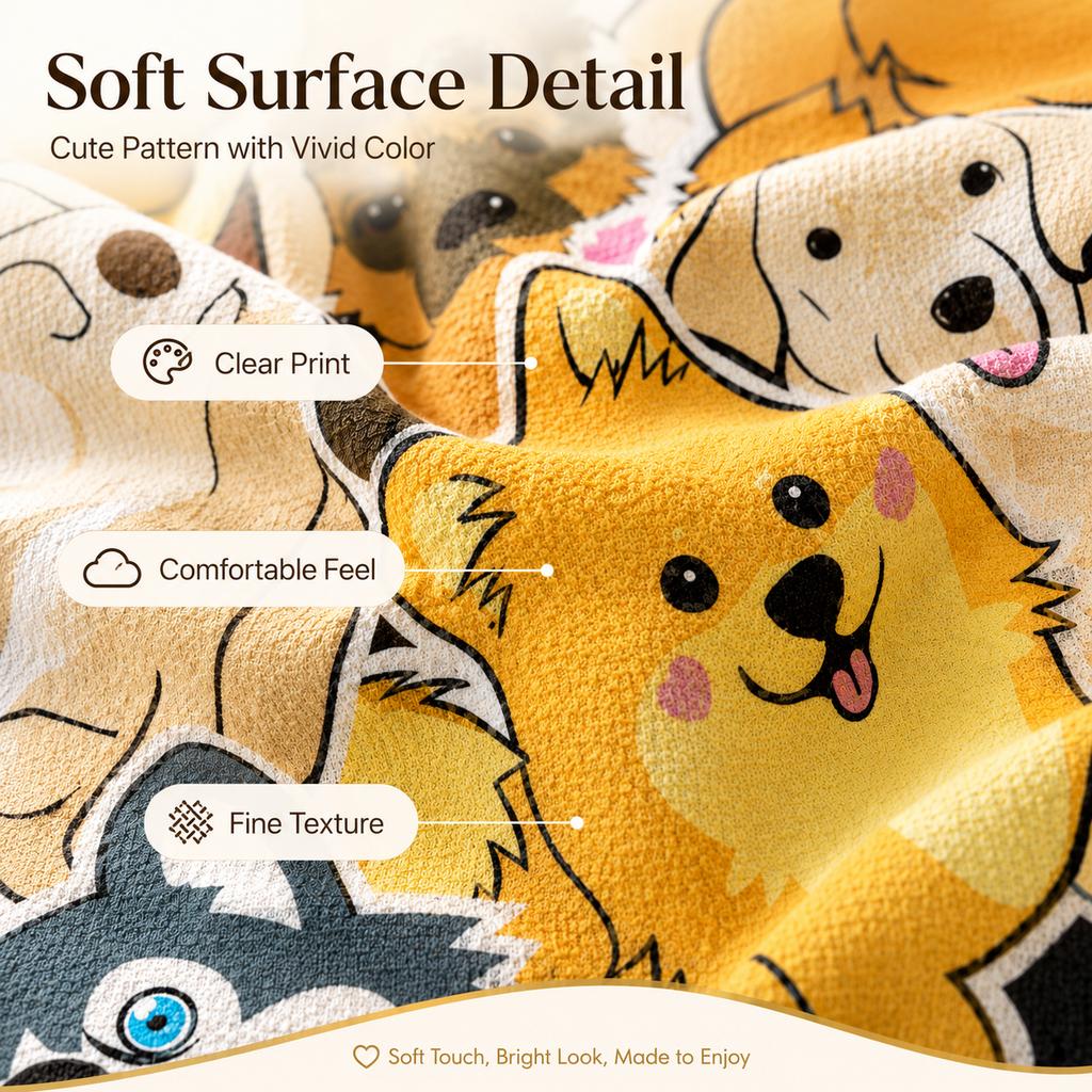 Cute Cartoon Dog Beach Towel Quick Dry Microfiber Flat Print Husky Golden Retriever Bath Towel for Kids Adult Pool Travel