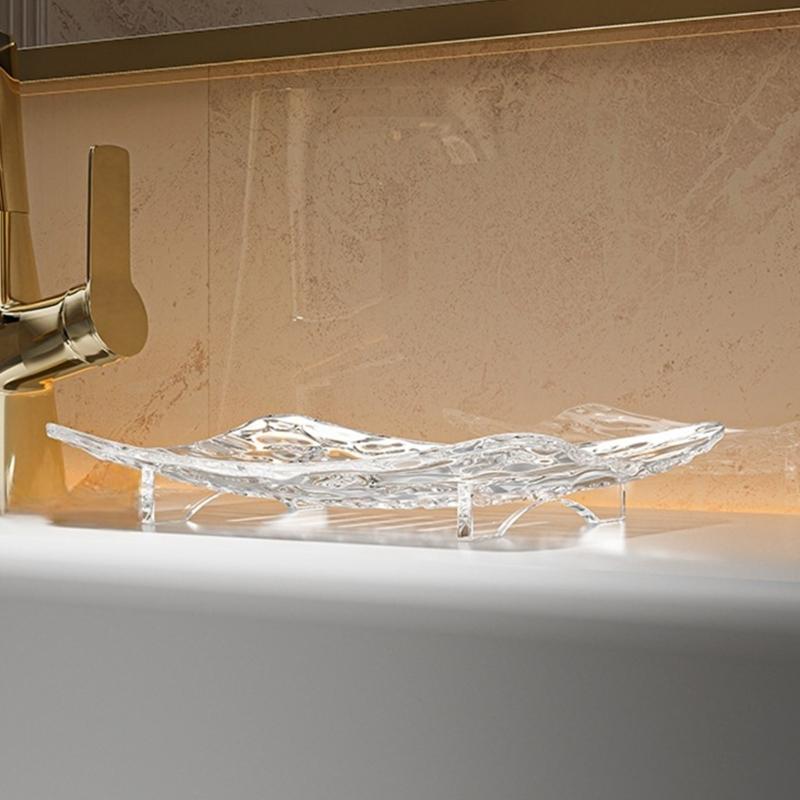 2PCS Modern Soap Holder With Drainage Design Practical Bathroom Soap Organizers Case For Sink Kitchen Countertop