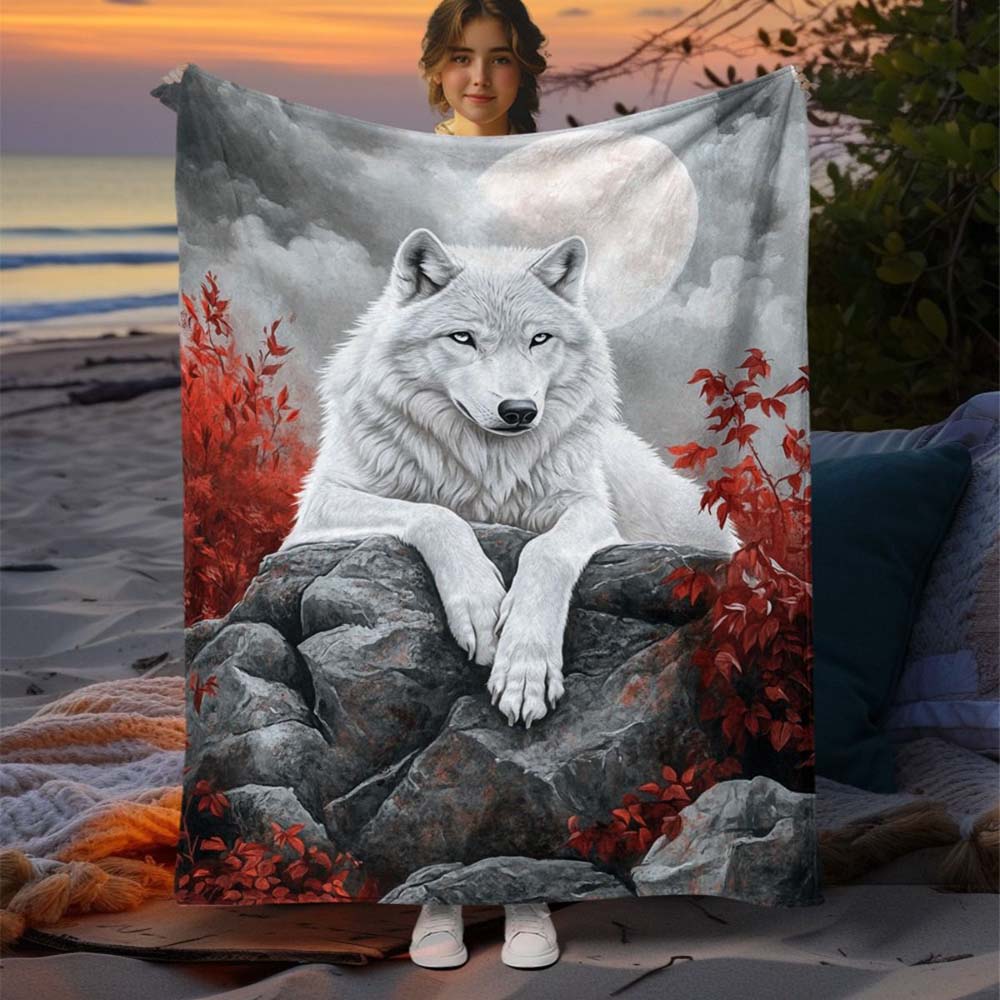 1pc 3D White Tiger Print Soft Flannel Throw Blanket Warm Cozy Fuzzy Blanket for Home Bedroom Sofa Couch