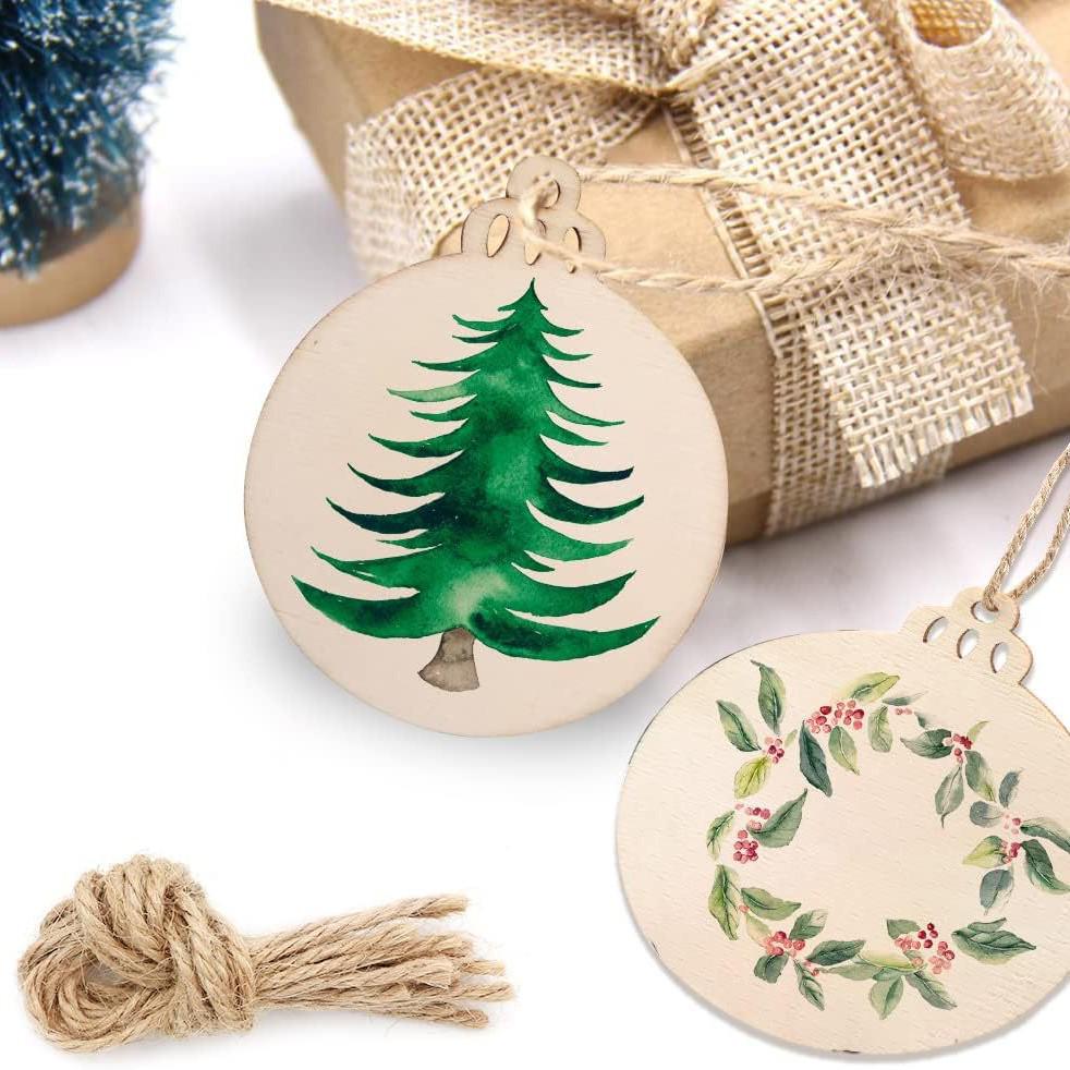 Blank Round Wooden Slices for Kids' DIY Painting Christmas Ornaments, Hanging Tags, and Sign Labels.