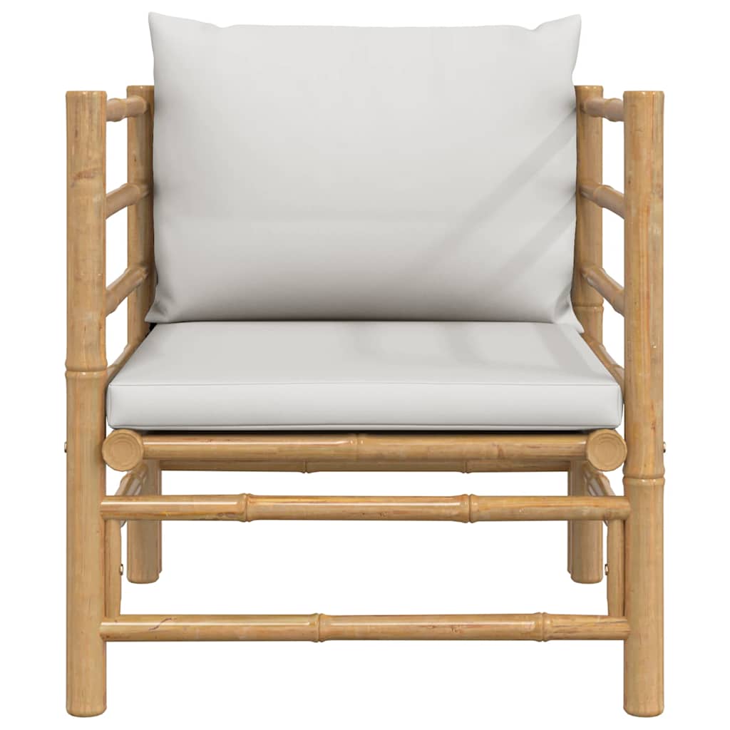 Vidaxl Sofa Ogrodowa Z Jasnoszarymi Poduszkami, Bambusowa
