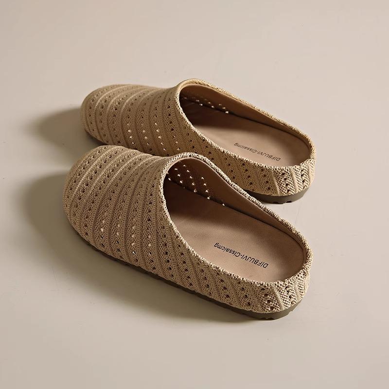Fashion Fretwork Heels Shoes Woman 2025 Loafers Female Mule Cover Toe Slippers Summer Mules Scandals Slides Shoes Ladies' Slippers Cover