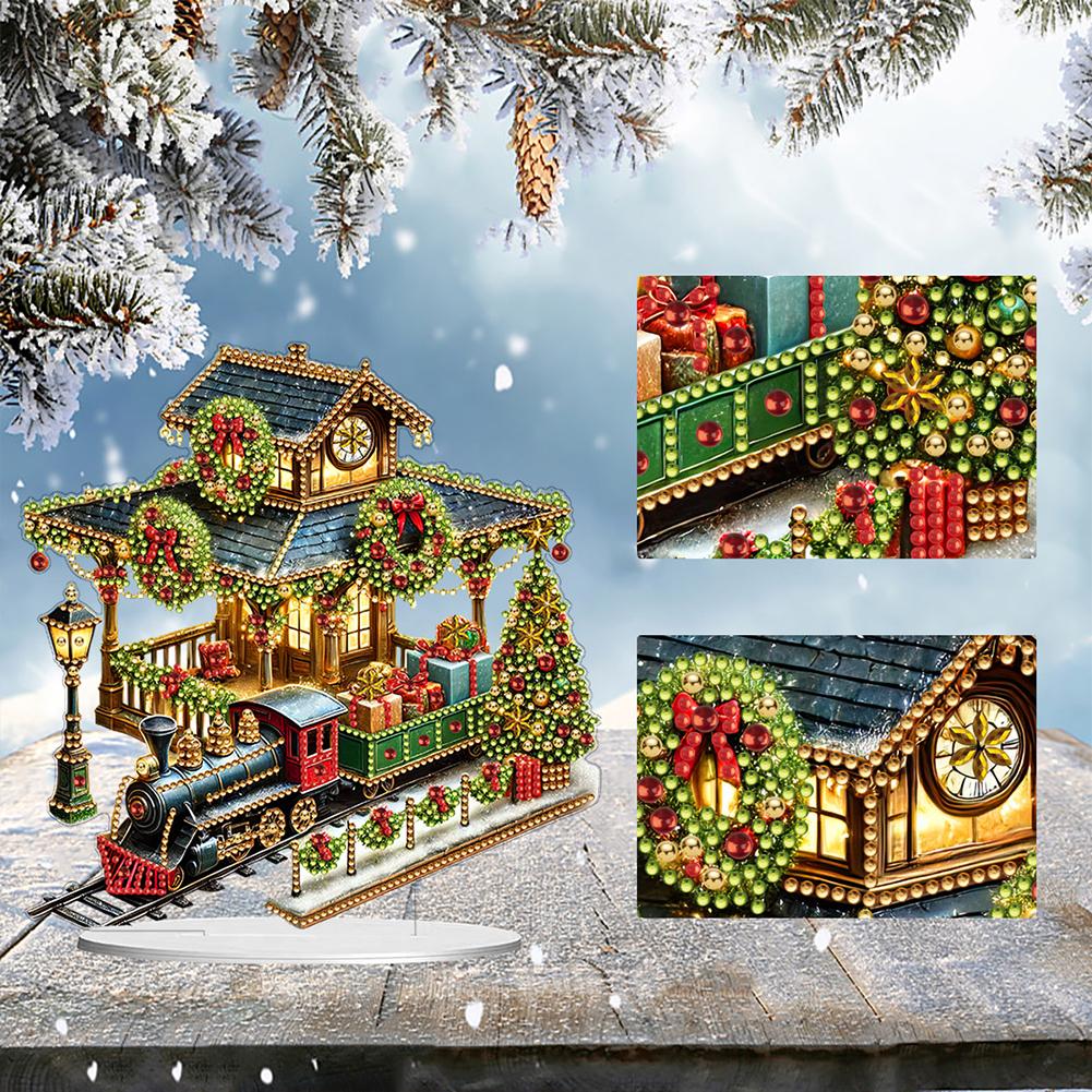 Acrylic Special Shape Christmas Santa Claus Diamond Painting Tabletop Ornaments Kit Desktop Diamond Art Kits Bedroom Table Decor