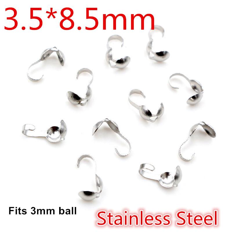 200pcs Connector Clasp Fitting 4*7mm Ball Chain Calotte End Crimps Beads Connector Components For DIY Jewelry Making Supplies