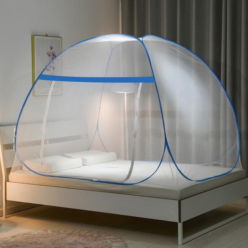 

Instant Setup Mosquito Net Tent for Double Bed Foldable Mesh Canopy Breathable Square Top with Zippered Doors Home Accessories 120x200cm