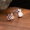 Adorable Asymmetrical Floral Cat Ear Studs – Personalized Gift for Girls, Birthday Cat Earrings